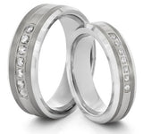 His & Her's 8mm/6mm Tungsten Carbide Wedding Bands - 02bb08