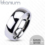 6mm Titanium Plain Mirror Glassy Comfort Fit Wedding Band - 02BB23
