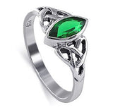Emerald Cubic Zirconia with Celtic Endless Knot Design Polished Finish 3mm Engagement Ring - 02EM26