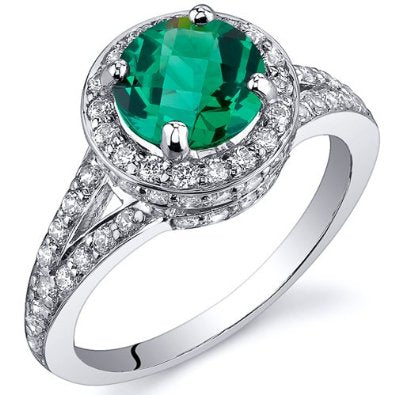 Emerald Ring in Sterling Silver Rhodium Finish - 02EM36