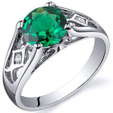 Emerald Solitaire Ring in Sterling Silver Rhodium Finish - 02EM41