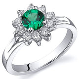 Emerald Ring in Sterling Silver Rhodium Finish - 02EM45