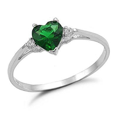 Heart Emerald Cz Engagement Ring - 02EM46