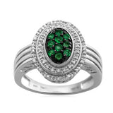 Pear Shape Ring with Genuine Zambian Emerald and 1/10 cttw Diamond - 02EM47