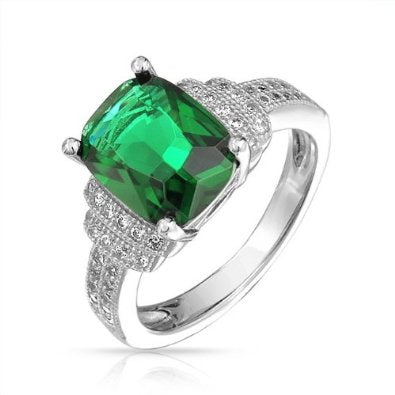 Emerald Color CZ Engagement Ring - 02EM48