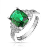 Emerald Color CZ Engagement Ring - 02EM48