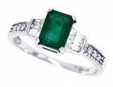 0.65Ct Emerald Cut Genuine Emerald and Diamond Ring - 02EM53