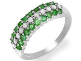 9ct White Gold Emerald & Diamond Ring - 02EM56