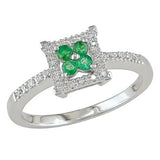 White Gold 1/6ct TGW Emerald and 1/10ct TDW Diamond Ring - 02EM57