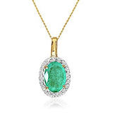 Oval Emerald and Diamond Pendant (1/2ct tw 18 chain) - 02EM63