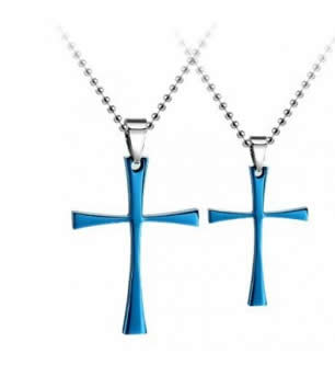 Couple's Necklace Blue Cross - 02NN34