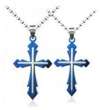Couple's Blue Cross Necklace - 02NN37