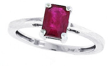 Emerald Cut Genuine Ruby Ring in 14Kt White Gold