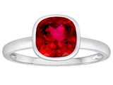 7mm Cushion Cut Created Ruby Engagement Solitaire Ring