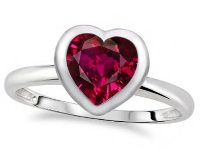 7mm Heart Shape Created Ruby Engagement Solitaire Ring