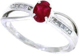 Diamond Genuine Ruby Ring in 14Kt White Gold