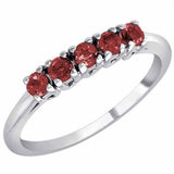 18K Gold Round 5 Stone Ruby Band Ring