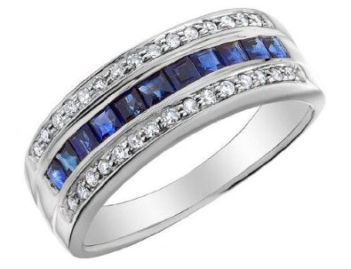 Sapphire Ring with 10K White Gold Engagement/Wedding Band