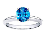 7mm Round Genuine Blue Topaz Solitaire Engagement Ring