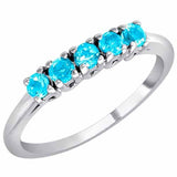 14K Gold Round 5 Stone Blue Topaz Band Ring