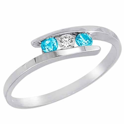 14K Gold With Blue Topaz Accented Ring