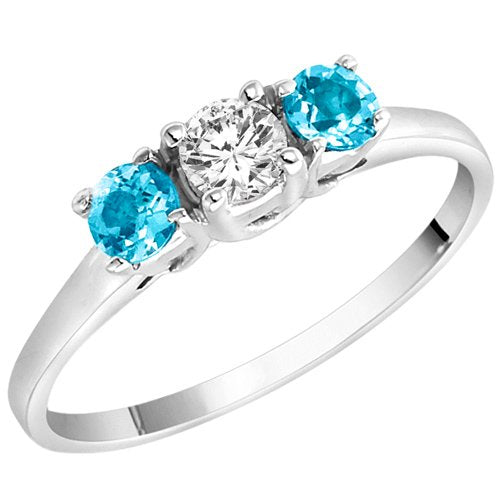 14K Gold With Blue Topaz Accented Ring