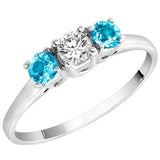14K Gold With Blue Topaz Accented Ring