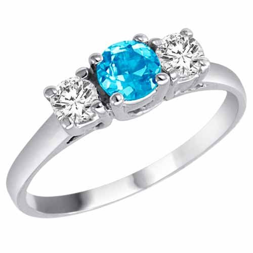 White Gold Engagement Swiss Blue Topaz Ring