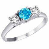 White Gold Engagement Swiss Blue Topaz Ring