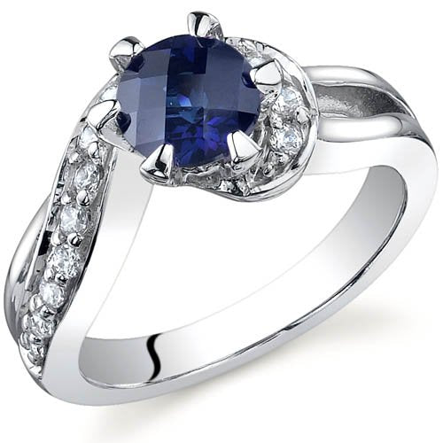 Sapphire Ring in Sterling Silver Rhodium Finish - 02TP16