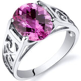 Pink Sapphire Solitiare Ring in Sterling Silver Rhodium Finish - 02TP17