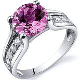 Pink Sapphire Ring in Sterling Silver Rhodium - 02TP18