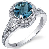 Blue Topaz Ring in Sterling Silver Rhodium Finish - 02TP19