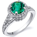 Emerald Ring in Sterling Silver Rhodium Finish - 02TP24