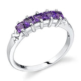 Amethyst Ring in Sterling Silver Rhodium Finish - 02TP28