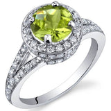 1.25 Carats Peridot Ring in Sterling Silver Rhodium Finish - 02TP29