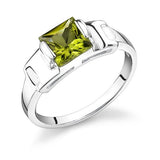 Peridot Ring in Sterling Silver Rhodium Finish - 02TP30