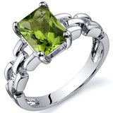 1.50 Carats Peridot Engagement Ring in Sterling Silver Rhodium Finish - 02TP31