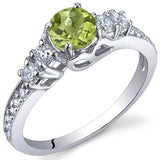 0.50 Carats Peridot Ring in Sterling Silver Rhodium Finish - 02TP34