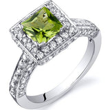 0.75 Carats Peridot Engagement Ring in Sterling Silver Rhodium Finish - 02TP35