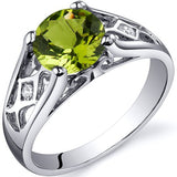 1.25 carats Peridot Solitaire Ring in Sterling Silver Rhodium Finish - 02TP36