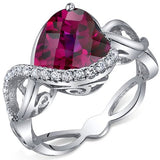 Heart Shape Ruby Ring in Sterling Silver Rhodium Finish - 02TP40