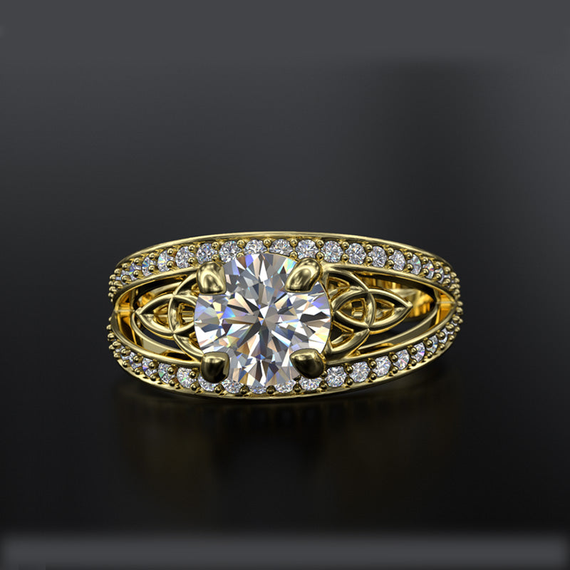 1.6ct Round Cut Gold Engagement Ring - 02TT06