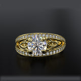 1.6ct Round Cut Gold Engagement Ring - 02TT06