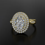 Oval Double Halo Gold Engagement Ring - 02TT15