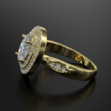 Oval Double Halo Gold Engagement Ring - 02TT15