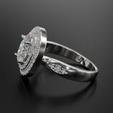 Oval Double Halo Gold Engagement Ring - 02TT15