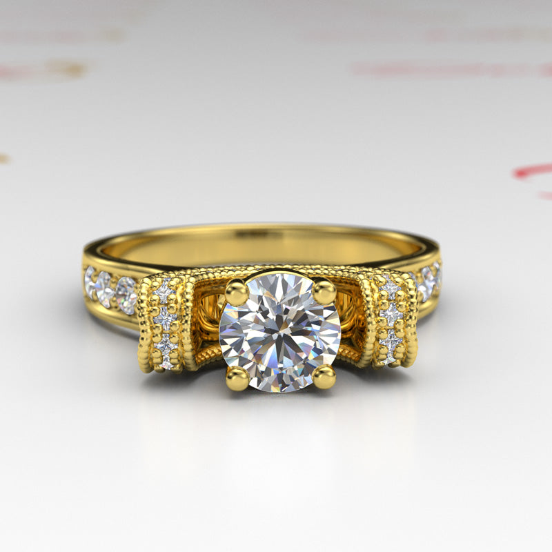 1ct Certified Diamond Gold Engagement Ring - 02TT46