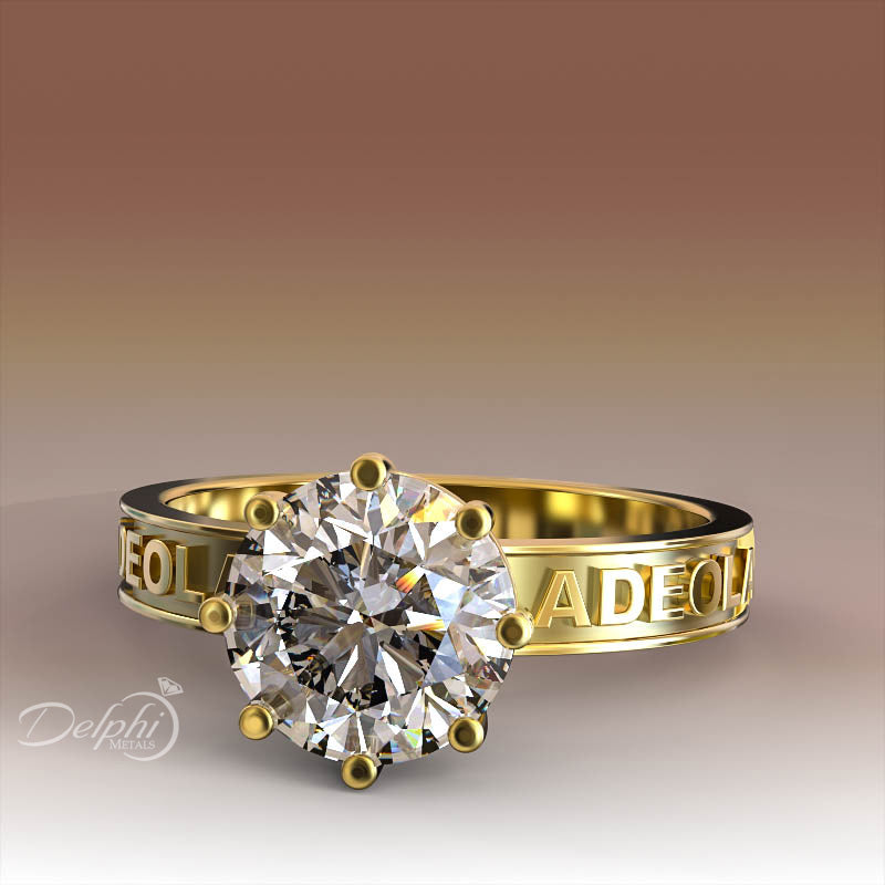 Personalized Name Gold Engagement Ring - 02TX42