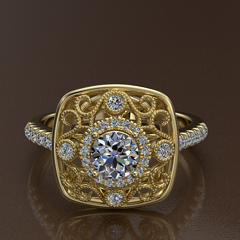 0.5ct Brilliant Cut Diamond  Gold Engagement Ring  - 02US01
